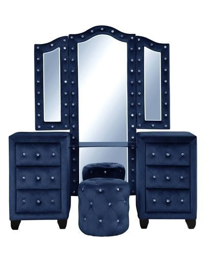 Sophia Vanity Set Blue Blue Solid Wood