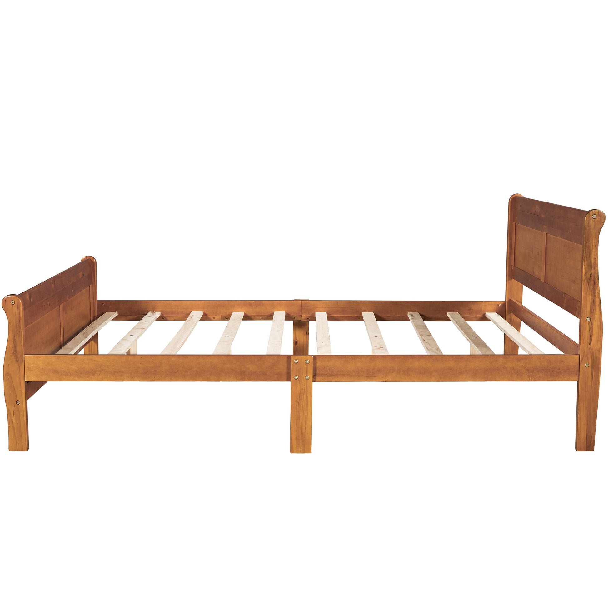Queen Size Wood Platform Bed With Headboard And Wooden Slat Support Oak Oak Solid Wood