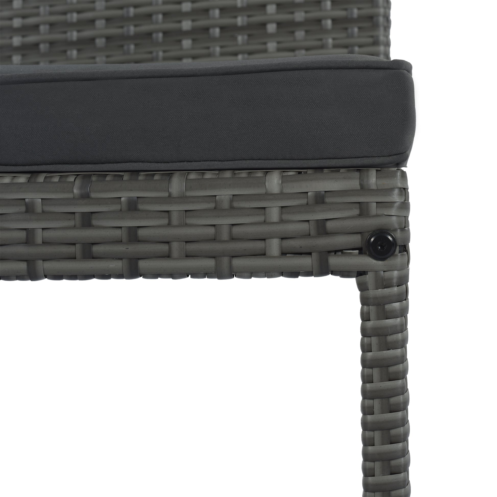 5 Pieces Outdoor Patio Wicker Bar Set, Bar Height Chairs With Non Slip Feet And Fixed Rope, Removable Cushion, Acacia Wood Table Top, Brown Wood And Gray Wicker Yes Gray Wicker