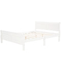 Full Size Wood Platform Bed With Headboard And Wooden Slat Support White White Solid Wood