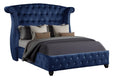 Sophia Crystal Tufted Full Bed Made With Wood In Blue Box Spring Not Required Full Blue Wood Bedroom Contemporary,Modern Acacia Upholstered Velvet Wood