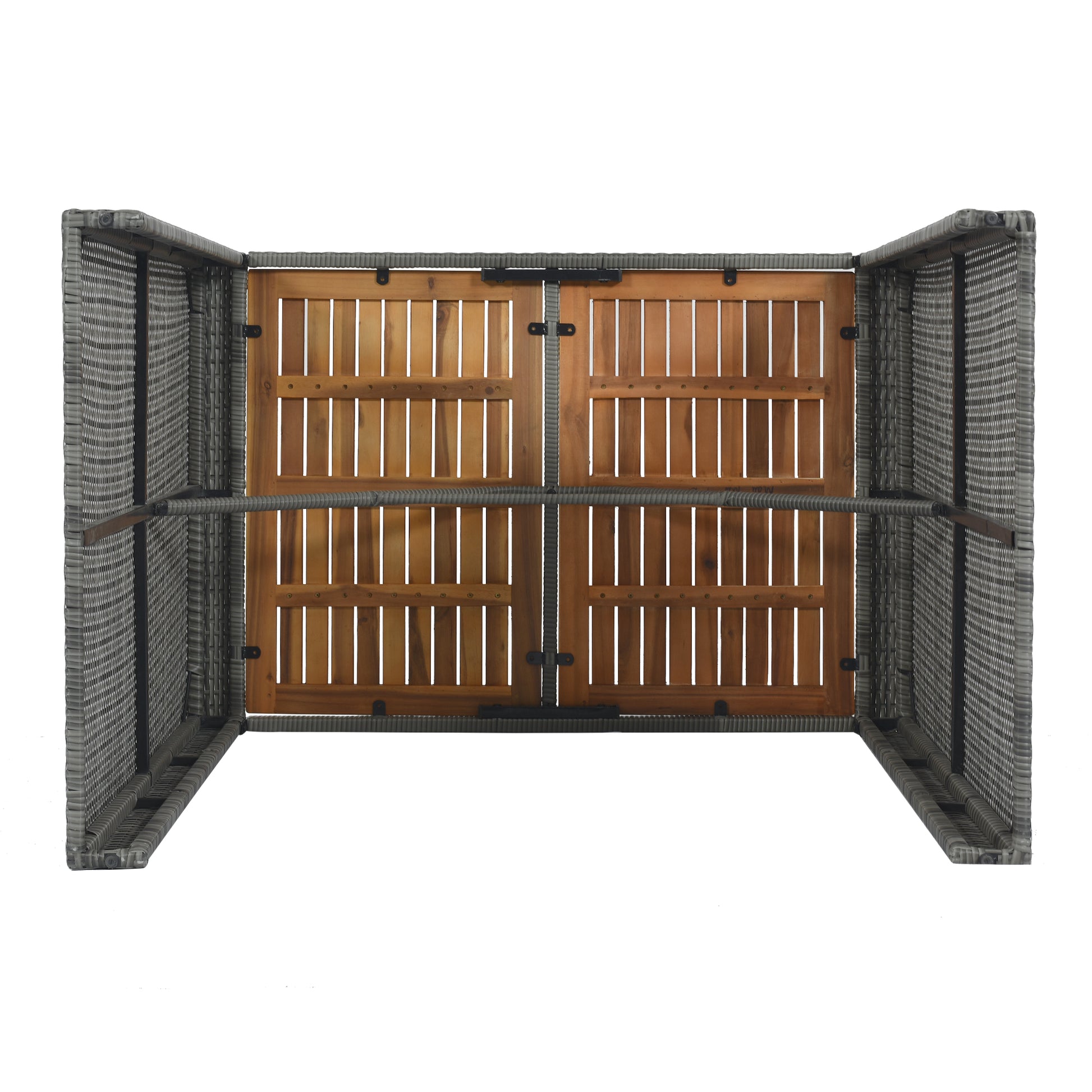 5 Pieces Outdoor Patio Wicker Bar Set, Bar Height Chairs With Non Slip Feet And Fixed Rope, Removable Cushion, Acacia Wood Table Top, Brown Wood And Gray Wicker Yes Gray Wicker