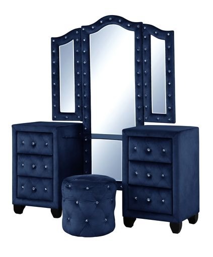 Sophia Vanity Set Blue Blue Solid Wood