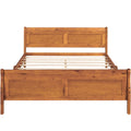 Queen Size Wood Platform Bed With Headboard And Wooden Slat Support Oak Oak Solid Wood