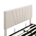 Queen Size Upholstered Platform Bed With A Hydraulic Storage System Beige Beige Upholstered