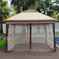 Outdoor 11X 11Ft Pop Up Gazebo Canopy With Removable Zipper Netting,2 Tier Soft Top Event Tent,Suitable For Patio Backyard Garden Camping Area,Coffee Coffee Metal