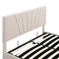 Full Size Upholstered Platform Bed With A Hydraulic Storage System Beige Beige Upholstered