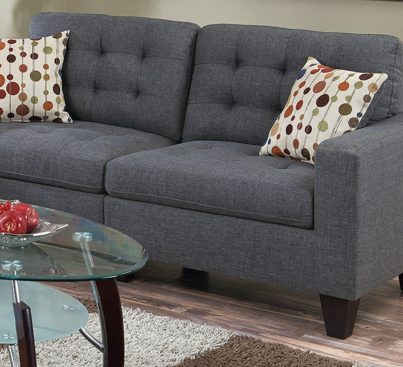 Living Room Furniture 2Pc Sofa Set Blue Grey Polyfiber Tufted Sofa Loveseat W Pillows Cushion Couch Solid Pine Grey Mix Wood Primary Living Space Tufted Back Modern Pine Square Arms Pine 4 Seat