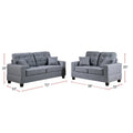 Living Room Furniture 2Pc Sofa Set Grey Polyfiber Tufted Sofa Loveseat W Pillows Cushion Couch Grey Wood Primary Living Space Tufted Back Contemporary,Modern Pine Square Arms Particle Board 4 Seat