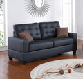 Living Room Furniture 2Pc Sofa Set Black Faux Leather Tufted Sofa Loveseat W Pillows Cushion Couch Black Faux Leather Wood Primary Living Space Tufted Back Contemporary,Modern Pine Square Arms