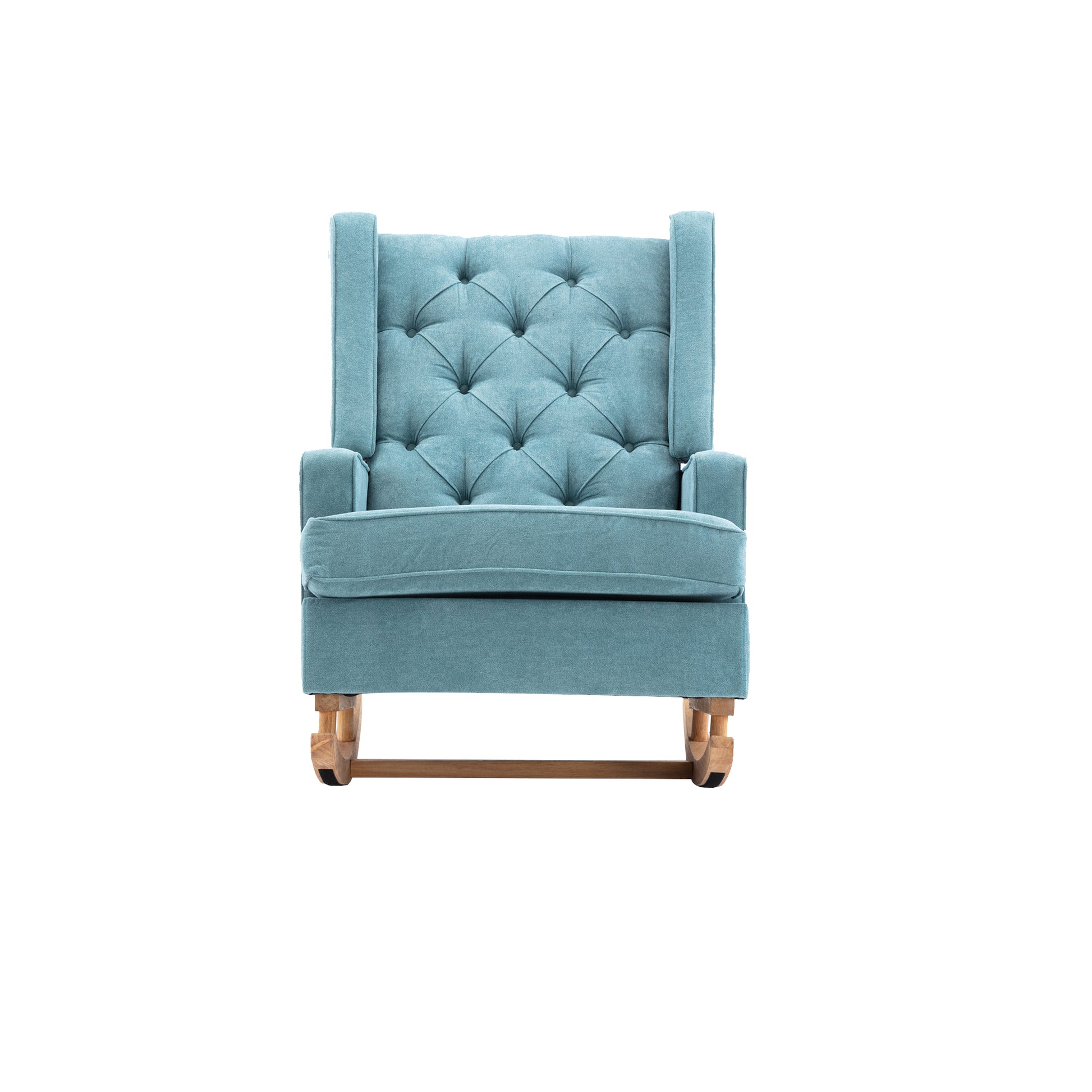 Coolmore Nursery Rocking Chair Upholstered Mid Century Modern Rocker Oversized Armchair For Living Room With Solid Wood Base Mint Green Mint Green Foam Polyester
