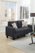 Living Room Furniture 2Pc Sofa Set Black Polyfiber Tufted Sofa Loveseat W Pillows Cushion Couch Solid Pine Black Wood Primary Living Space Tufted Back Modern Pine Square Arms Pine 4 Seat
