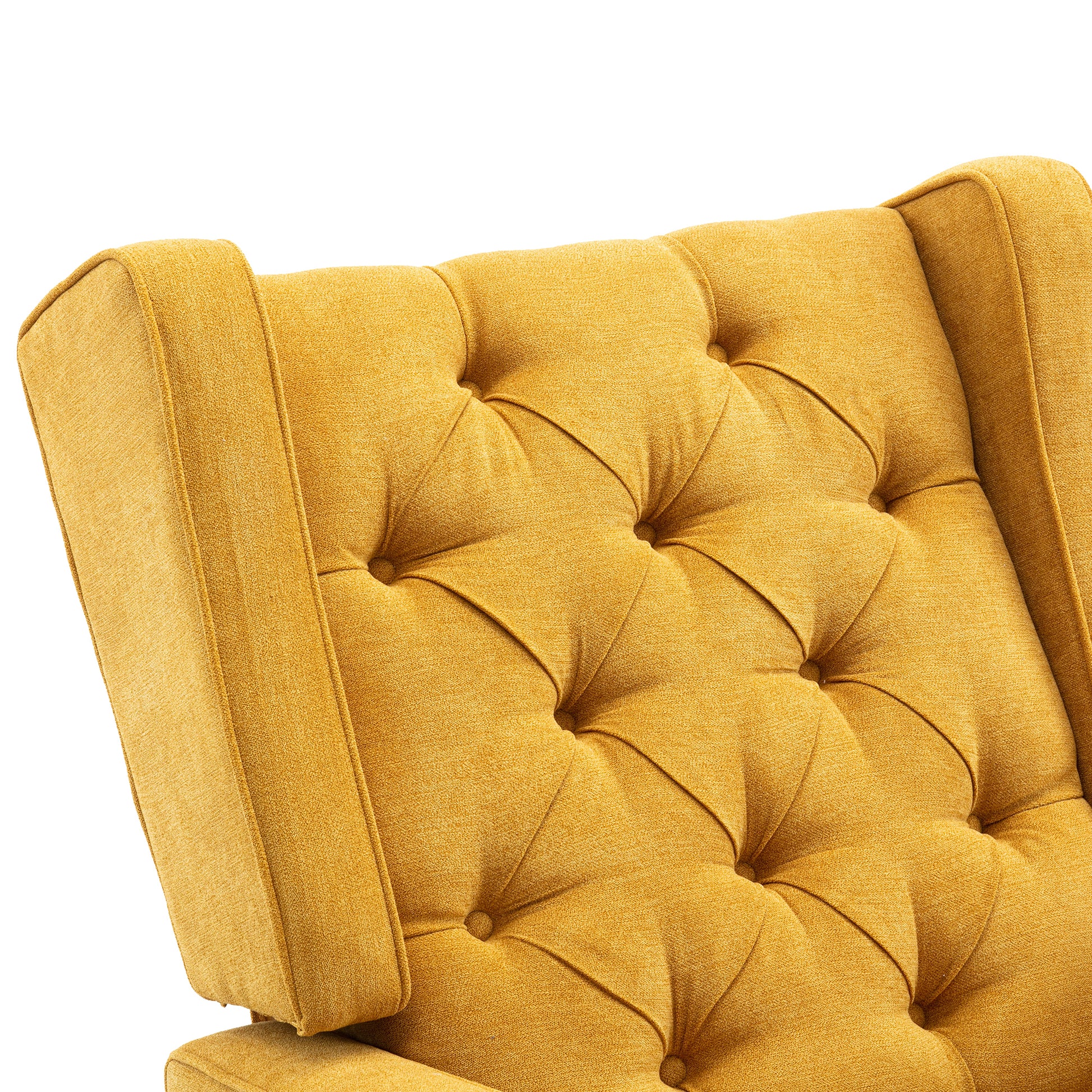 Coolmore Nursery Rocking Chair Upholstered Mid Century Modern Rocker Oversized Armchair For Living Room With Solid Wood Base Mustard Mustard Primary Living Space Foam Linen