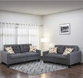 Living Room Furniture 2Pc Sofa Set Blue Grey Polyfiber Tufted Sofa Loveseat W Pillows Cushion Couch Solid Pine Grey Mix Wood Primary Living Space Tufted Back Modern Pine Square Arms Pine 4 Seat