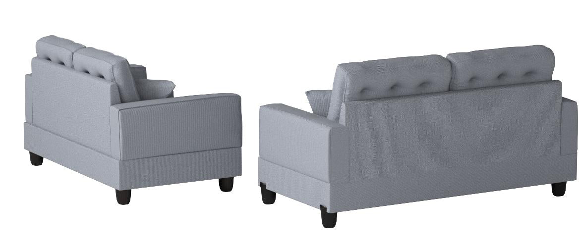 Living Room Furniture 2Pc Sofa Set Grey Polyfiber Tufted Sofa Loveseat W Pillows Cushion Couch Grey Wood Primary Living Space Tufted Back Contemporary,Modern Pine Square Arms Particle Board 4 Seat