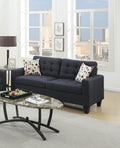 Living Room Furniture 2Pc Sofa Set Black Polyfiber Tufted Sofa Loveseat W Pillows Cushion Couch Solid Pine Black Wood Primary Living Space Tufted Back Modern Pine Square Arms Pine 4 Seat