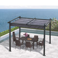 10X10 Ft Outdoor Patio Retractable Pergola With Canopy Sunshelter Pergola For Gardens,Terraces,Backyard,Gray Gray Aluminium