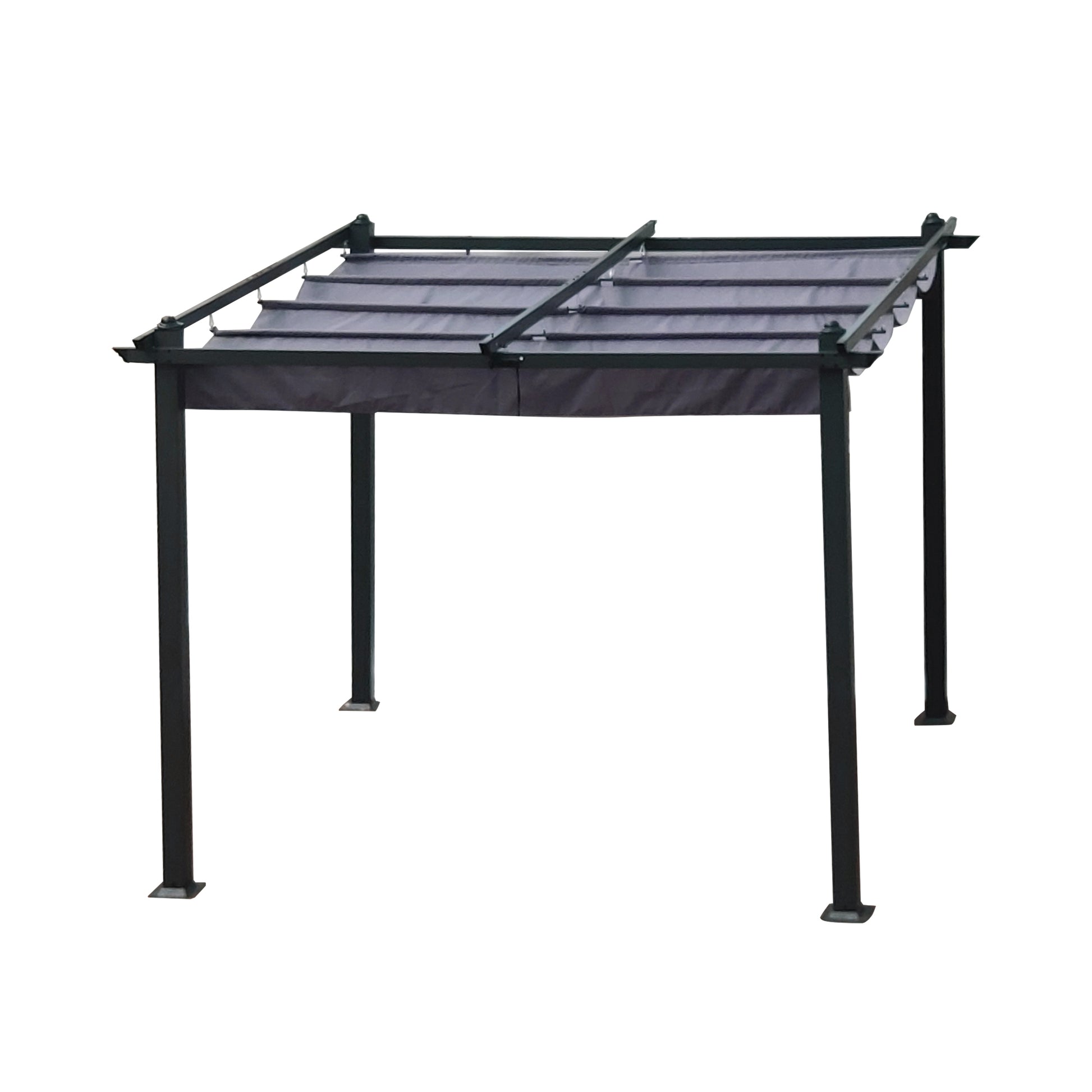 10X10 Ft Outdoor Patio Retractable Pergola With Canopy Sunshelter Pergola For Gardens,Terraces,Backyard,Gray Gray Aluminium