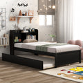 Twin Bed With Trundle,Bookcase,Espresso Twin Espresso Pine