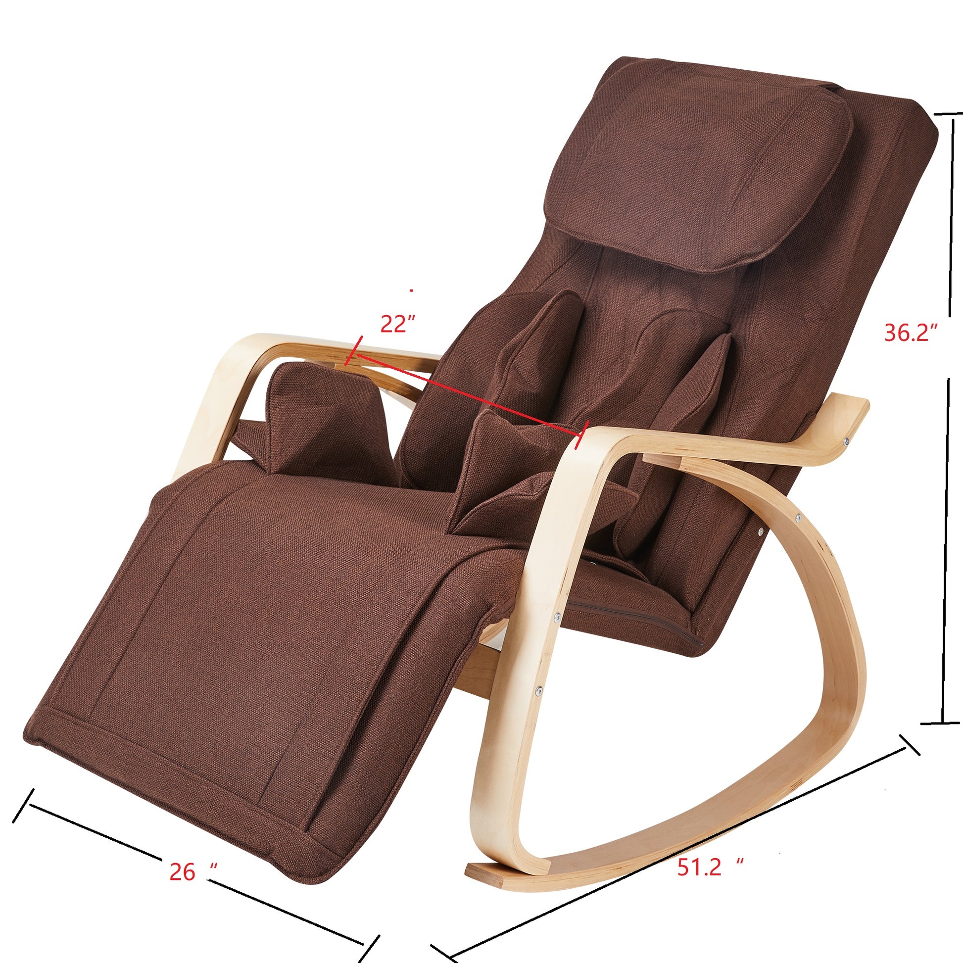 Full Massage Function Air Pressure Comfortable Relax Rocking Chair, Lounge Chair Relax Chair With Cotton Fabric Cushion Brown Brown Linen