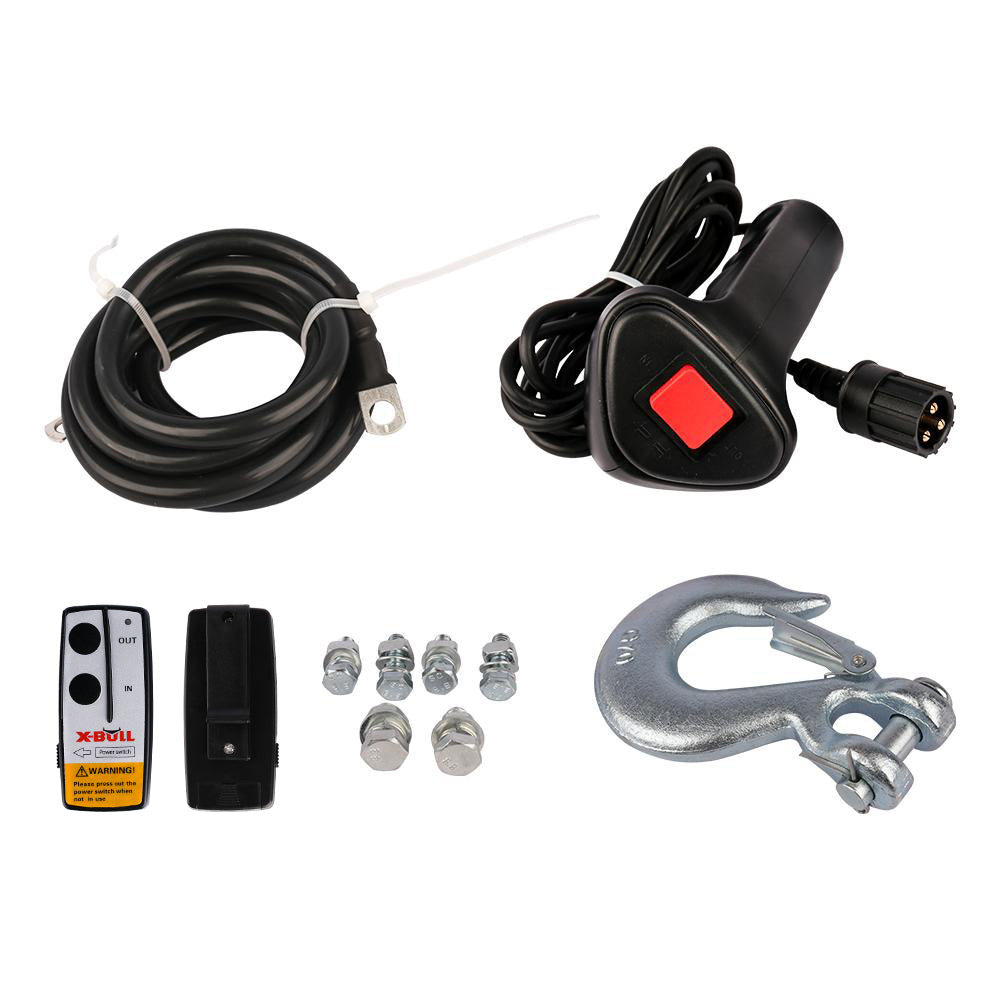 Electric Winch 12000 Lbs Steel Cable Wireless Remote Crystal Film Black Stainless Steel