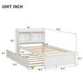 Twin Bed With Trundle,Bookcase,White Twin White Pine