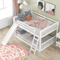 Full Over Full Bunk Bed With Convertible Slide And Ladder, White White Pine