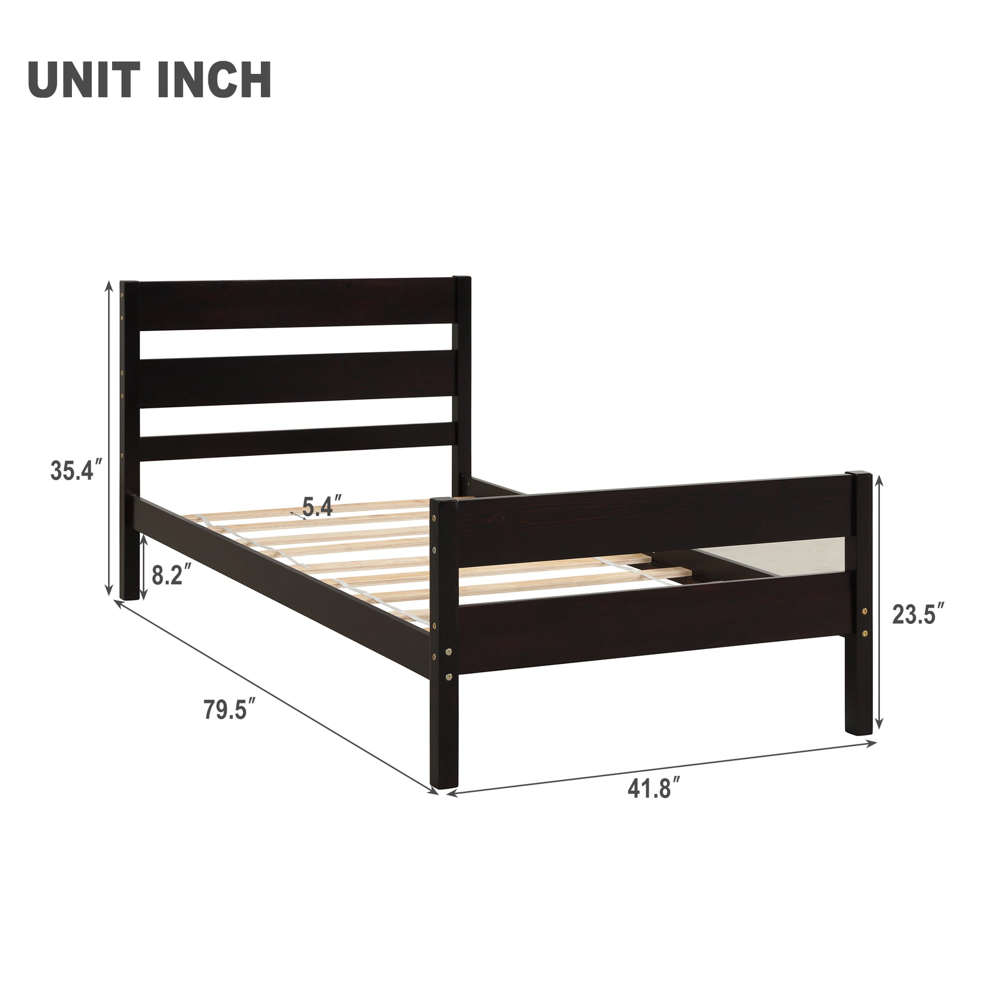 Twin Bed With Headboard And Footboard,Espresso Twin Espresso Pine