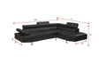 Black Color Sectional Living Room Furniture Faux Leather Adjustable Headrest Right Facing Chaise & Left Facing Sofa Black Faux Leather Primary Living Space Classic,Contemporary,Modern L Shaped Pine Pillow Top Arms Metal 5 Seat