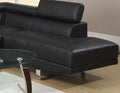 Black Color Sectional Living Room Furniture Faux Leather Adjustable Headrest Right Facing Chaise & Left Facing Sofa Black Faux Leather Primary Living Space Classic,Contemporary,Modern L Shaped Pine Pillow Top Arms Metal 5 Seat