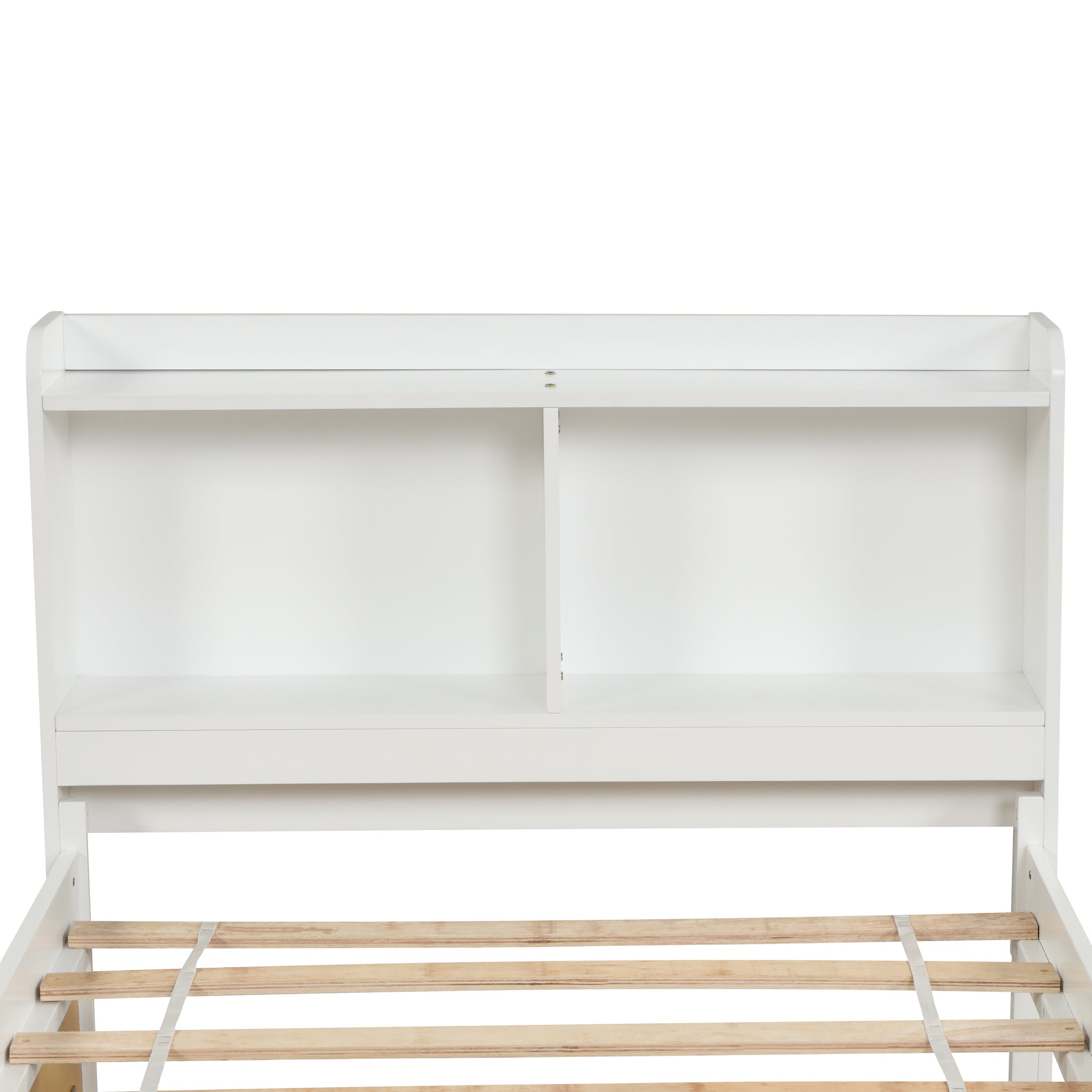 Twin Bed With Trundle,Bookcase,White Twin White Pine