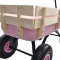 Outdoor Wagon All Terrain Pulling W Wood Railing Air Tires Garden Cart Pink Garden & Outdoor Steel