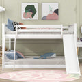 Full Over Full Bunk Bed With Convertible Slide And Ladder, White White Pine