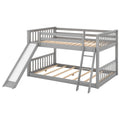 Full Over Full Bunk Bed With Convertible Slide And Ladder, Gray Gray Pine