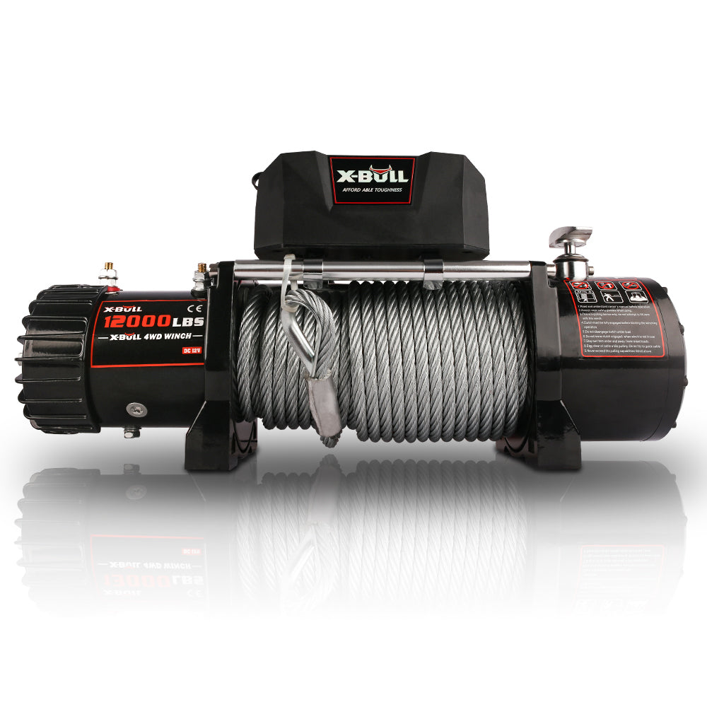 Electric Winch 12000 Lbs Steel Cable Wireless Remote Crystal Film Black Stainless Steel