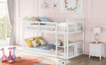 Twin Over Twin Bunk Bed With Ladder, White Old Sku:Lp000107Aak White Solid Wood