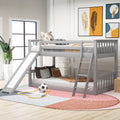 Twin Over Twin Bunk Bed With Convertible Slide And Ladder, Gray Gray Pine