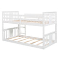 Twin Over Twin Bunk Bed With Ladder, White Old Sku:Lp000107Aak White Solid Wood