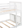 Twin Over Twin Bunk Bed With Slide And Ladder, White Old Sku Lp000108Aak White Solid Wood