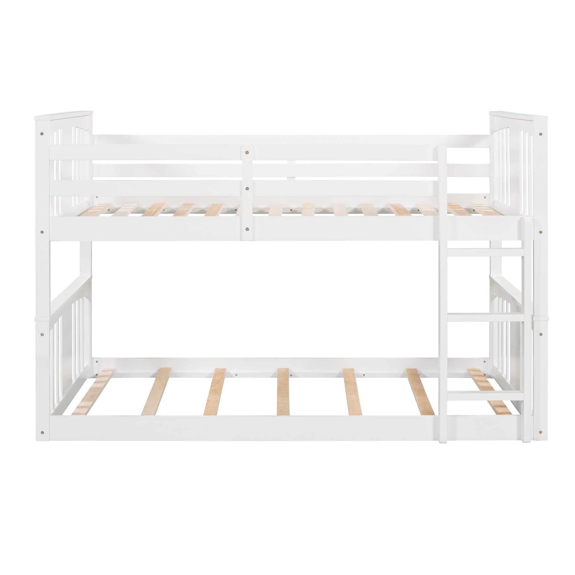 Twin Over Twin Bunk Bed With Ladder, White Old Sku:Lp000107Aak White Solid Wood