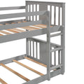 Twin Over Twin Bunk Bed With Slide And Ladder, Gray Old Sku Lp000108Aae Gray Solid Wood