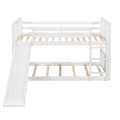 Twin Over Twin Bunk Bed With Slide And Ladder, White Old Sku Lp000108Aak White Solid Wood