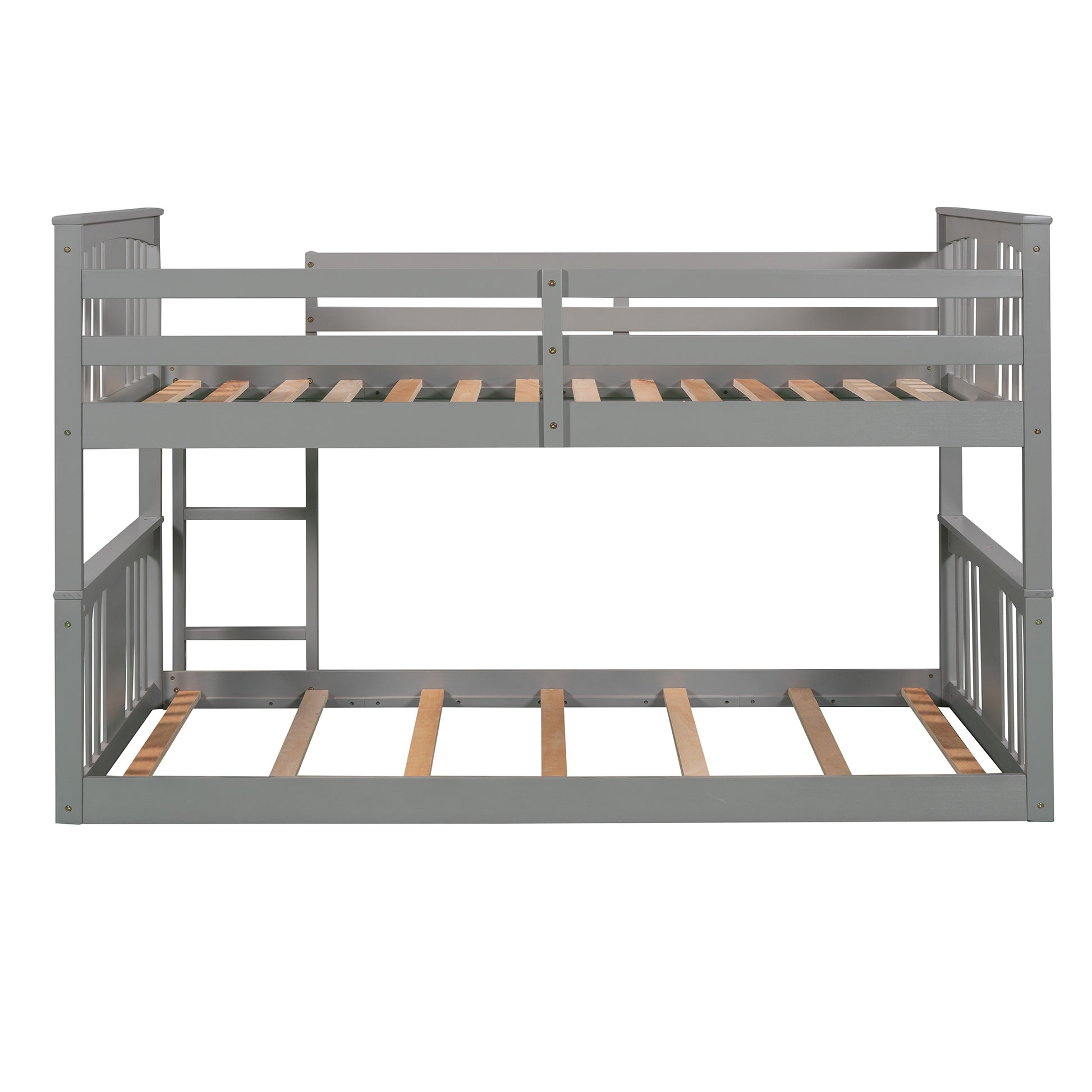 Twin Over Twin Bunk Bed With Ladder, Gray Old Sku:Lp000107Aae Gray Solid Wood