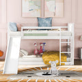 Twin Over Twin Bunk Bed With Slide And Ladder, White Old Sku Lp000108Aak White Solid Wood