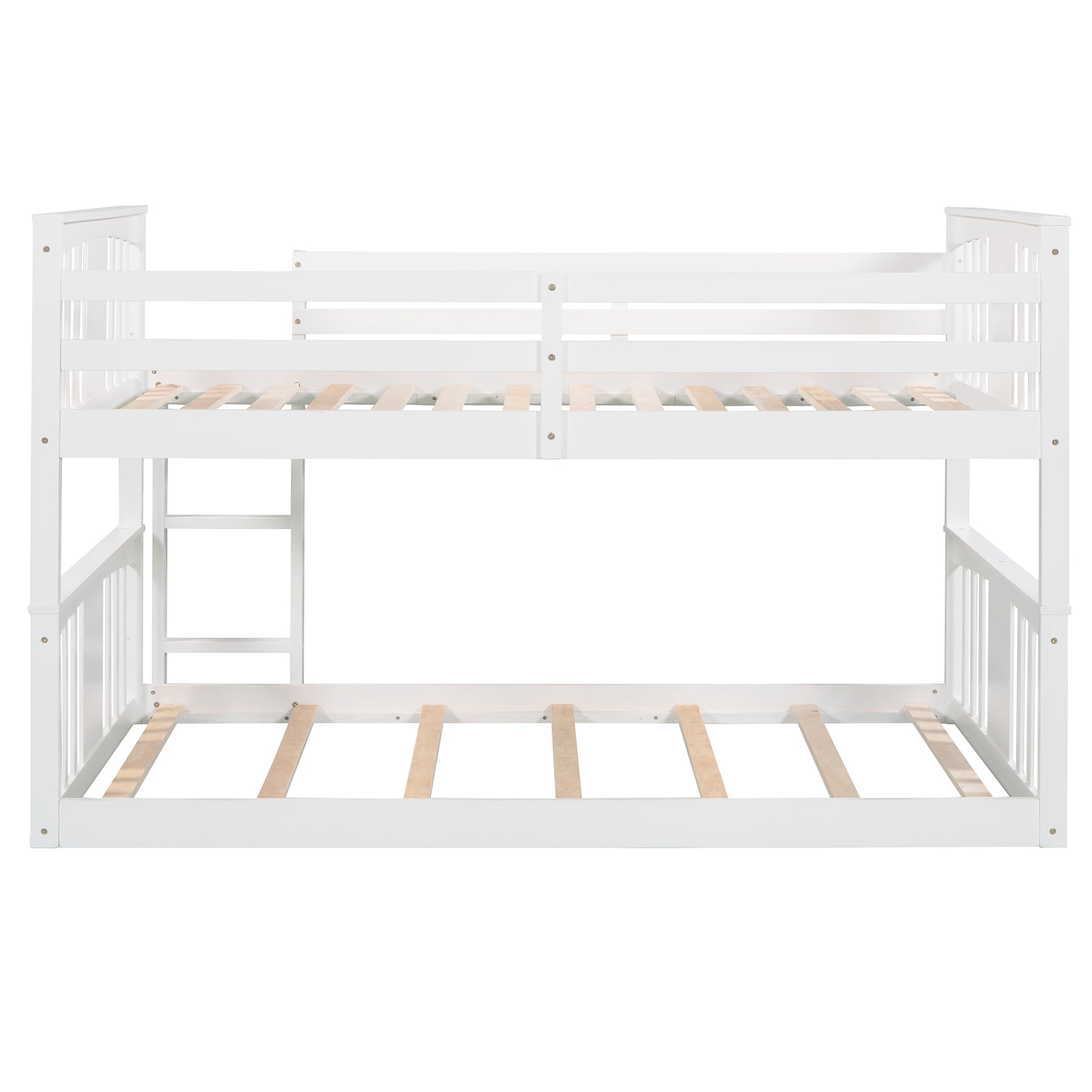 Twin Over Twin Bunk Bed With Ladder, White Old Sku:Lp000107Aak White Solid Wood