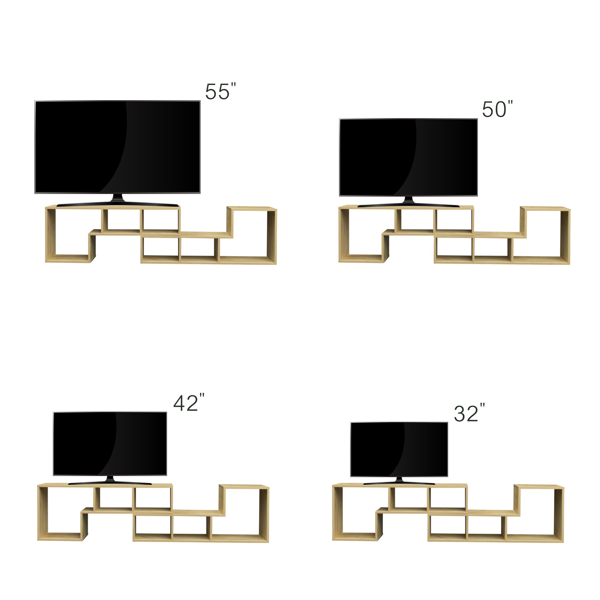 Double L Shaped Oak Tv Stand,Display Shelf ,Bookcase For Home Furniture,Oak Oak Particle Board