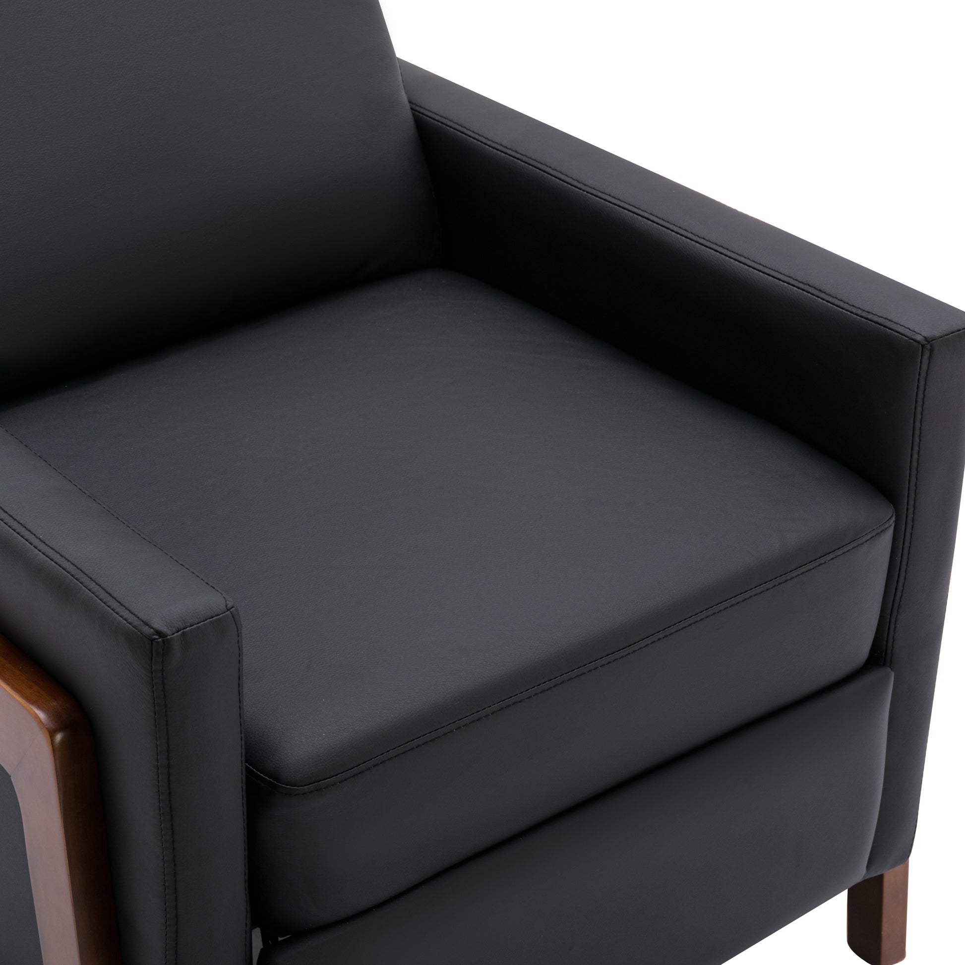 Set Of Two Wood Framed Pu Leather Recliner Chair Adjustable Home Theater Seating With Thick Seat Cushion And Backrest Modern Living Room Recliners, Black Black Pu Pu