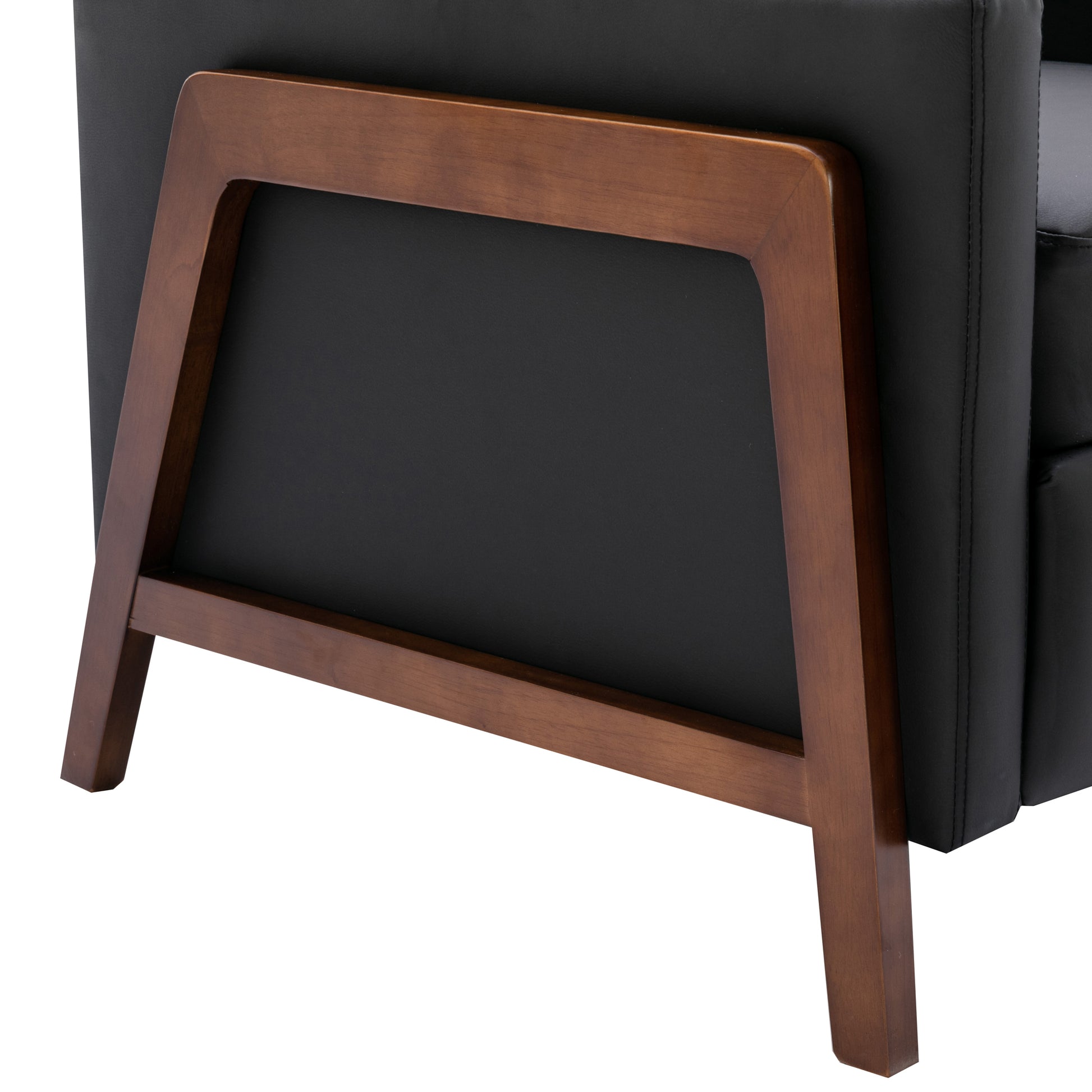 Set Of Two Wood Framed Pu Leather Recliner Chair Adjustable Home Theater Seating With Thick Seat Cushion And Backrest Modern Living Room Recliners, Black Black Pu Pu