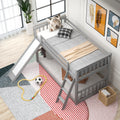 Twin Over Twin Bunk Bed With Convertible Slide And Ladder, Gray Gray Pine