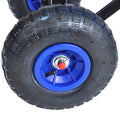 Outdoor Wagon All Terrain Pulling Wood Railing Air Tires Garden Cart Blue Steel